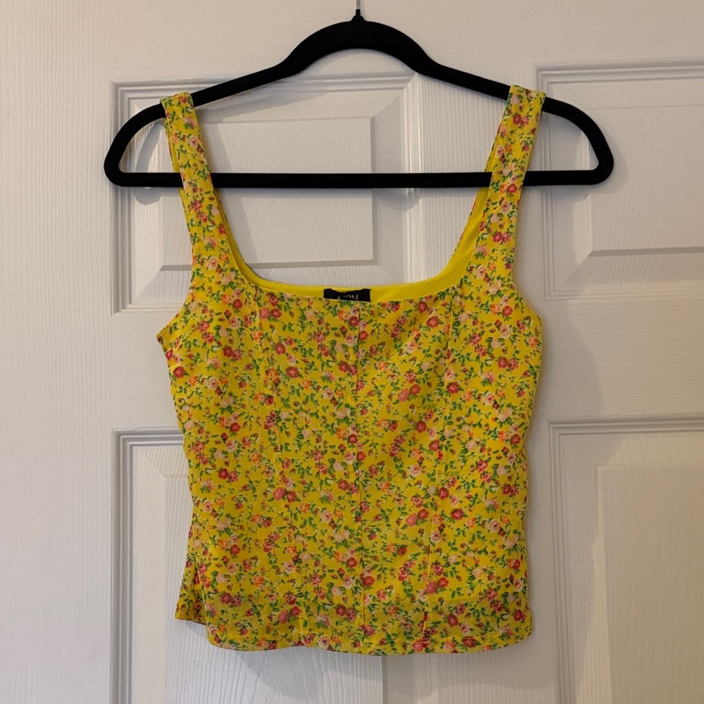 AFRM Yellow Floral Crop Top